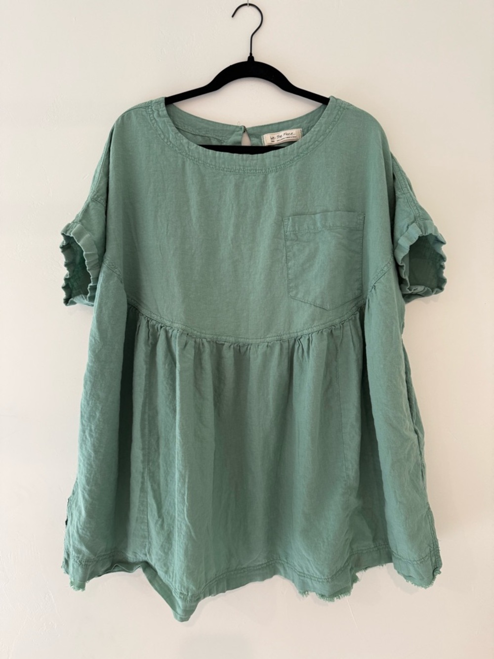 Free People Moon City Sage Babydoll Short Sleeve Top